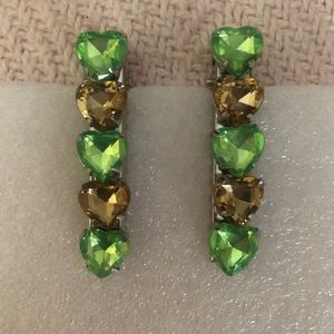 Rhinestone Hair clips in Green and Citrine Color